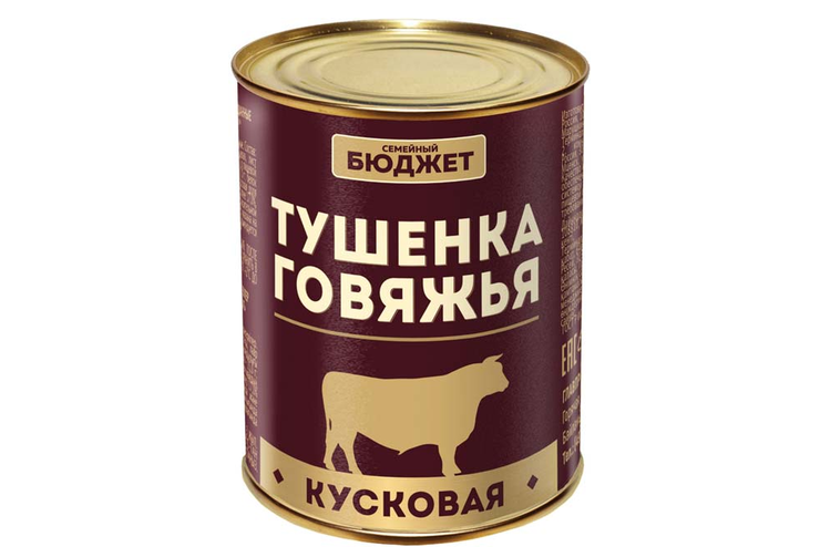 «Семейный бюджет», тушенка кусковая говяжья, 340 г «Семейный бюджет», тушенка кусковая говяжья, 340 г