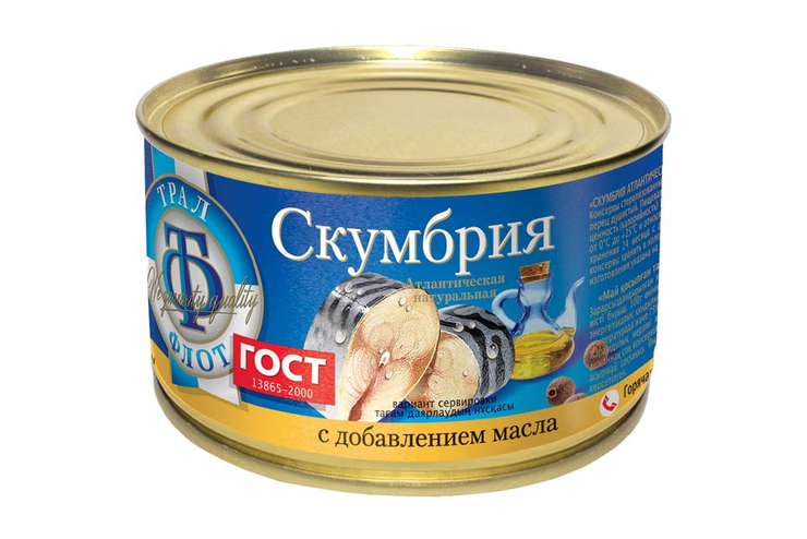 «Трал Флот», скумбрия атлантическая с добавлением масла, 240 г