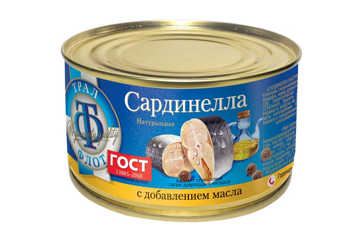 «Трал Флот», сардина атлантическая с добавлением масла, 240 г