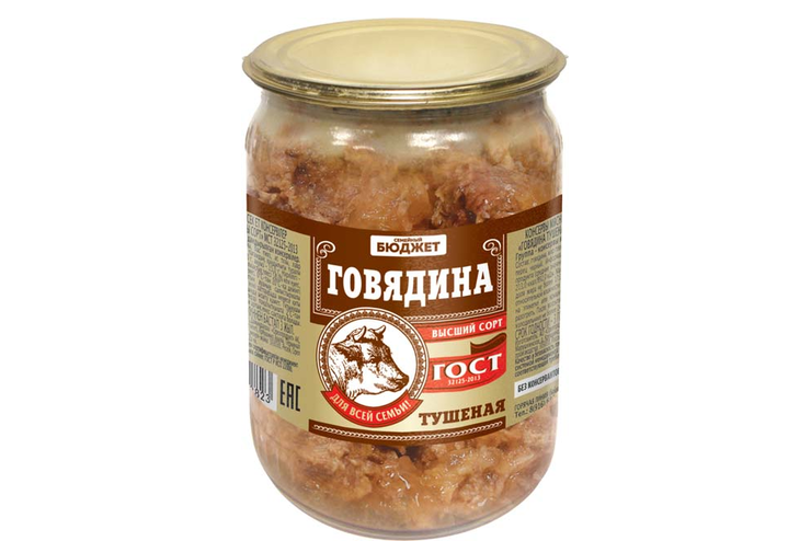 «Семейный бюджет», говядина тушеная, высший сорт, 500 г