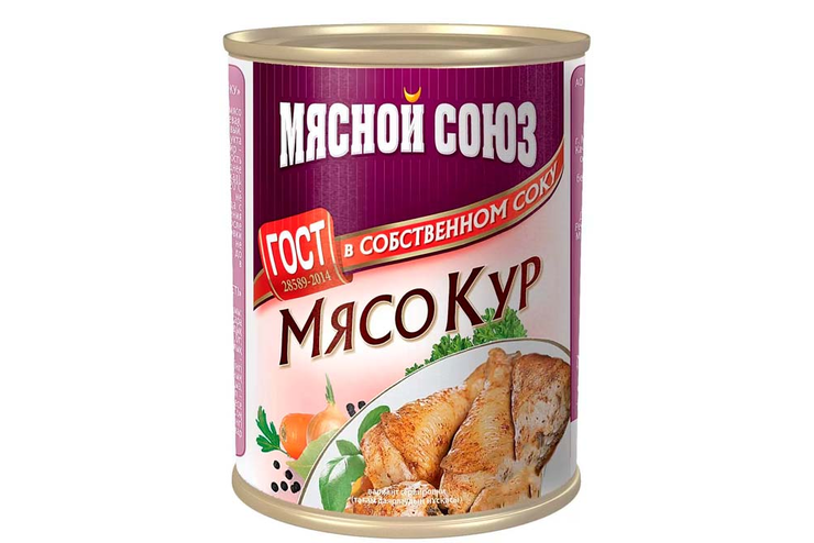 «Мясной союз», мясо кур в собственном соку, 338 г