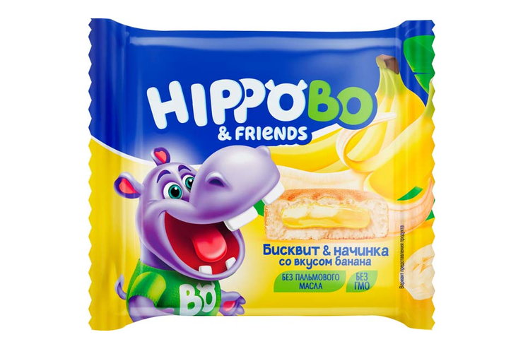 «HIPPO BONDI & FRIENDS», пирожное с начинкой со вкусом банана, 32 г