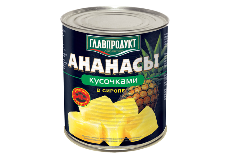 «Главпродукт», ананасы, кусочки, 850 г «Главпродукт», ананасы, кусочки, 850 г