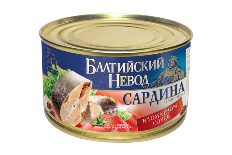 «Балтийский невод», сардина атлантическая  в томатном соусе, 240 г
