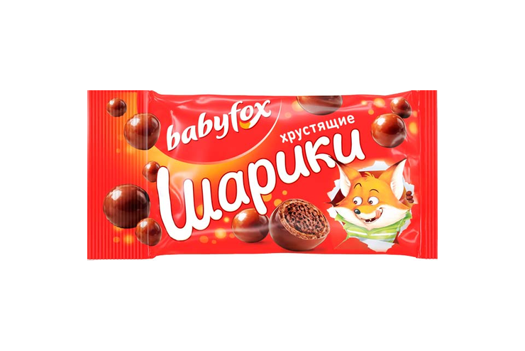 «BabyFox», драже шоколадно-карамельные хрустящие шарики, 38 г