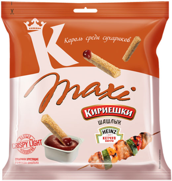 «Кириешки Maxi», сухарики со вкусом шашлыка и кетчупом «Heinz», 80 г
