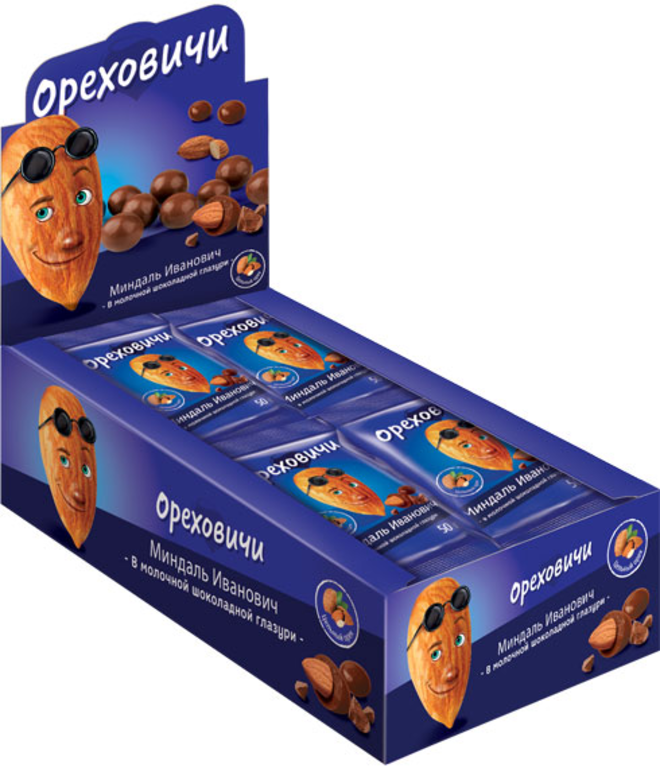 «Ореховичи», драже «Миндаль Иванович» в молочно-шоколадной глазури, 50 г