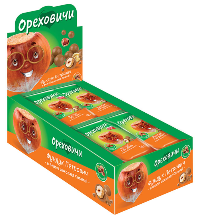 «Ореховичи», драже «Фундук Петрович» в карамельном шоколаде, 50 г