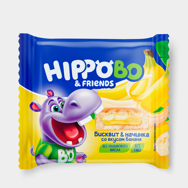«HIPPO BONDI & FRIENDS», пирожное с начинкой со вкусом банана, 32 г