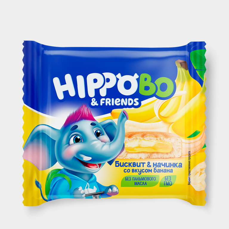 «HIPPO BONDI & FRIENDS», пирожное с начинкой со вкусом банана, 32 г