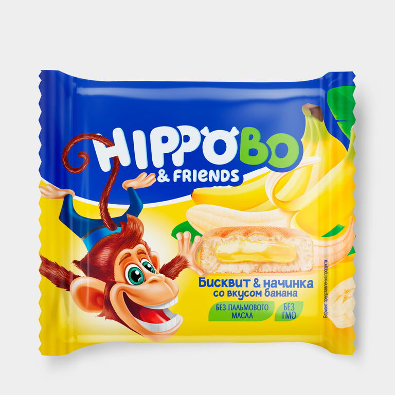 «HIPPO BONDI & FRIENDS», пирожное с начинкой со вкусом банана, 32 г